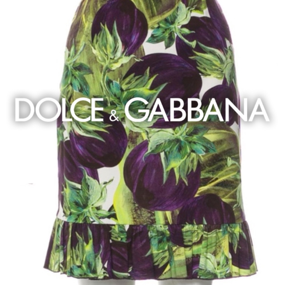 DOLCE & GABBANA Eggplant Print Skirt IT44 US8 M